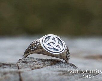 Geometric Sterling Silver Triquetra Ring, Men's Scandinavian