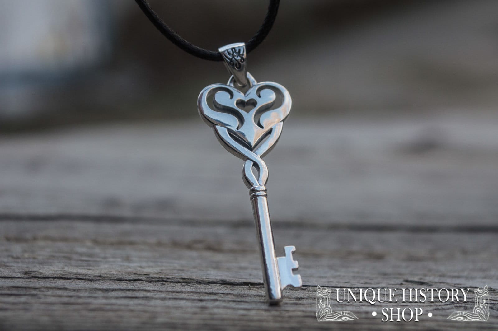 Heart Key Pendant Handcrafted Silver Key Necklace Unique Key