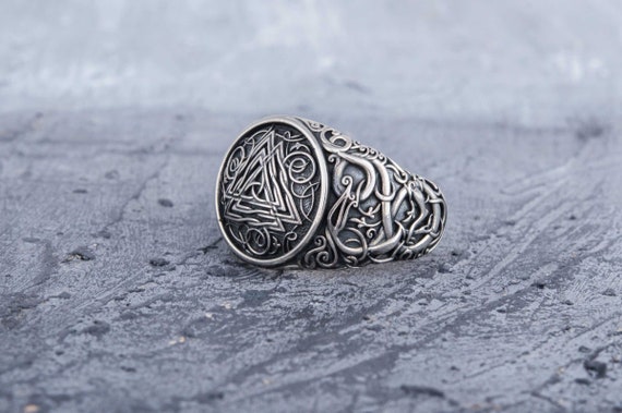 Silver Viking Valknut Ring Norse Jewelry With Symbols Nordic