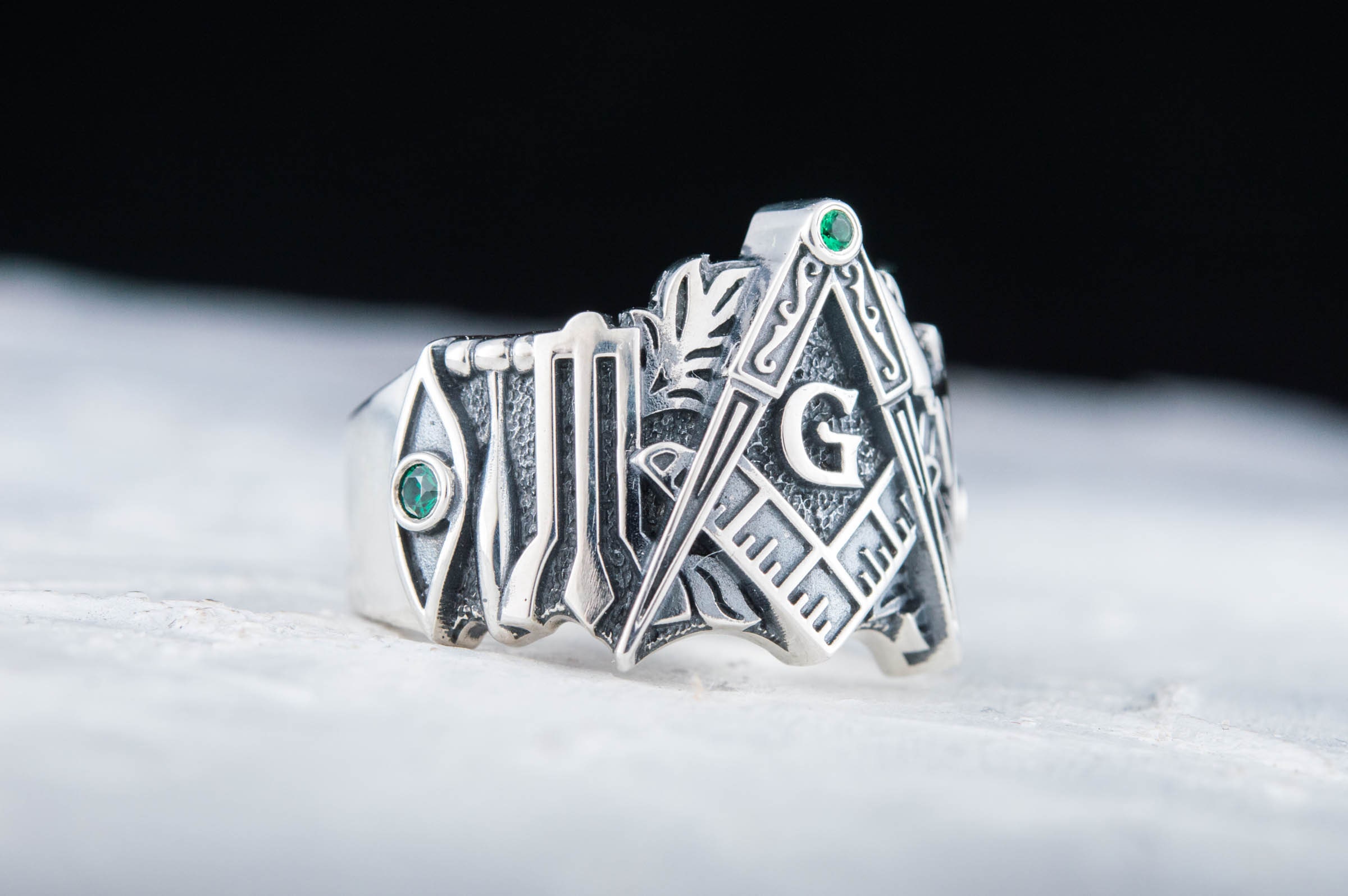 Gioiello Esoterico Argento Anello Occhio Di Dio Massoneria - Argento 925 Regolabile Con Teschio E Ossa Argento 925 Vintage - Foto 2