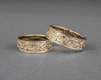 Handcrafted Norse Gold Ring With Ornament, Ancient Norse Jewelry