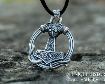 Thor's Hammer Necklace - Sterling Silver Mjolnir Pendant Unique Viking God Amulet for Men and Women