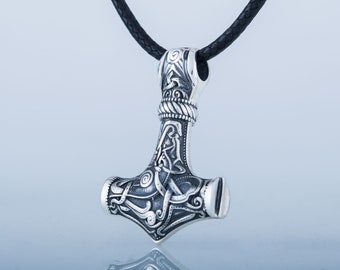 Thor Hammer Norse Necklace, Mjolnir Pendant, Thor Jewelry, Viking Ornament Jewelry, Silver Norse Amulet, Unique Scandinavian Jewelry