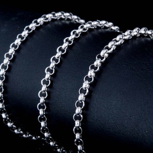 Silver Rolo Chain Classic Pendant Accessory for Men's Jewelry Handcrafted Thick Silver Chain for Necklace image 7