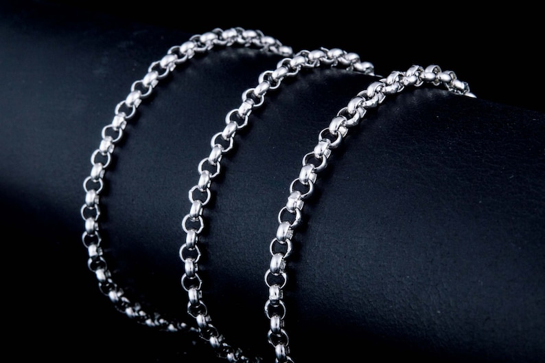 Silver Rolo Chain Classic Pendant Accessory for Men's Jewelry Handcrafted Thick Silver Chain for Necklace image 7