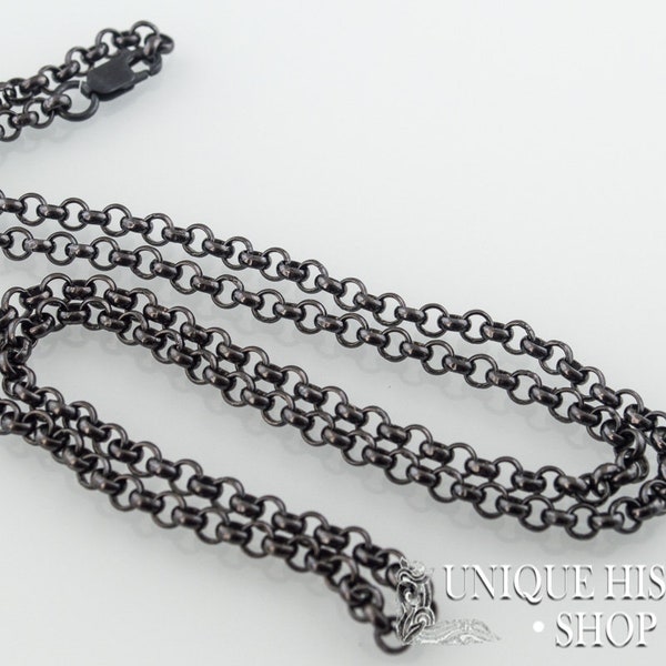 Black Ruthenium Plated Chain, Black Chain, 925 Sterling Silver Chain, Gift for Him, Chain for Man, Men's Chain