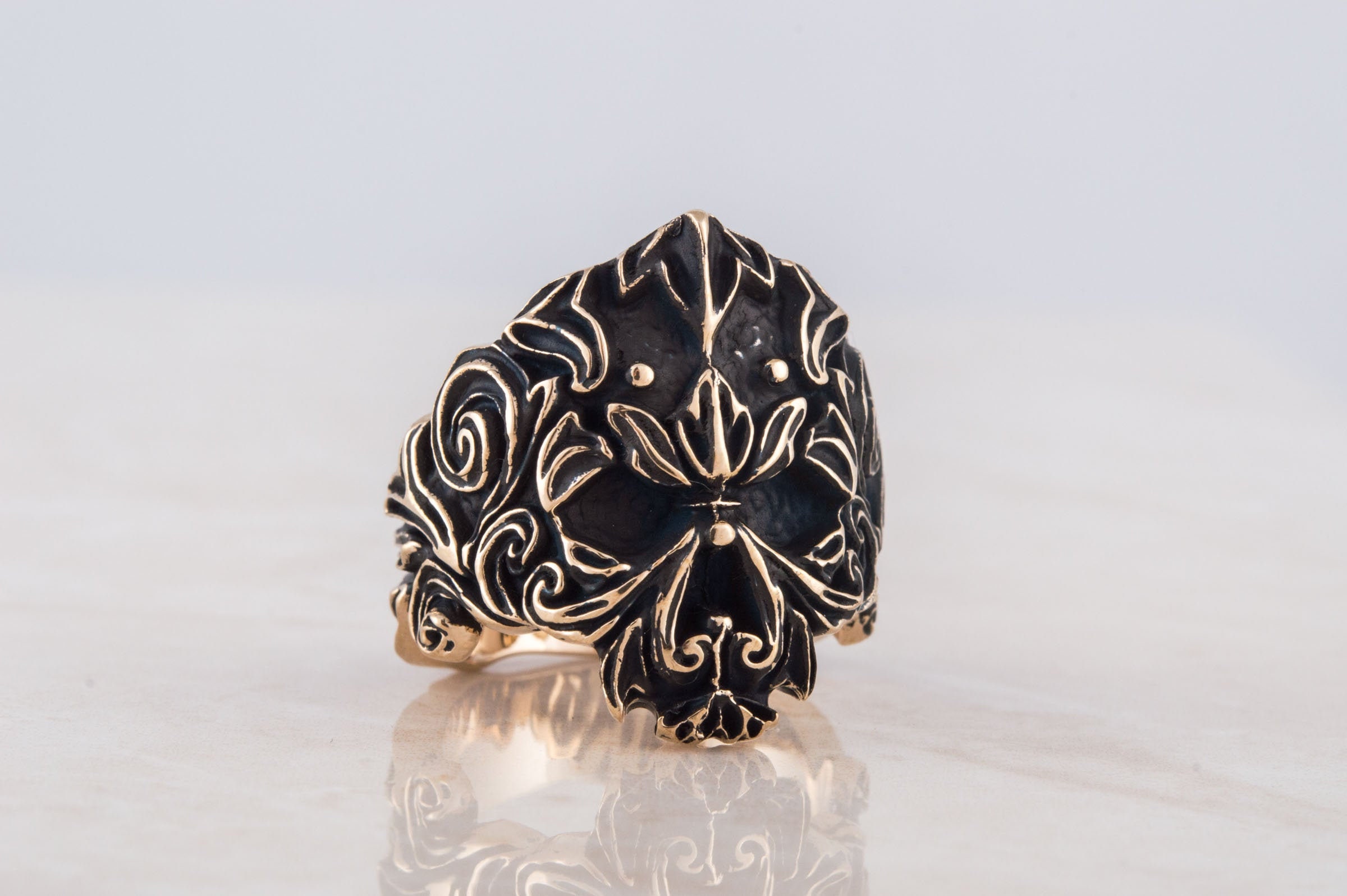 Bronze skull ring hot sale