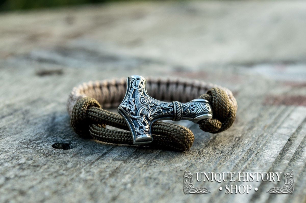 Thor's Hammer Braided Rope Viking Bracelet - The Gothic Merchant