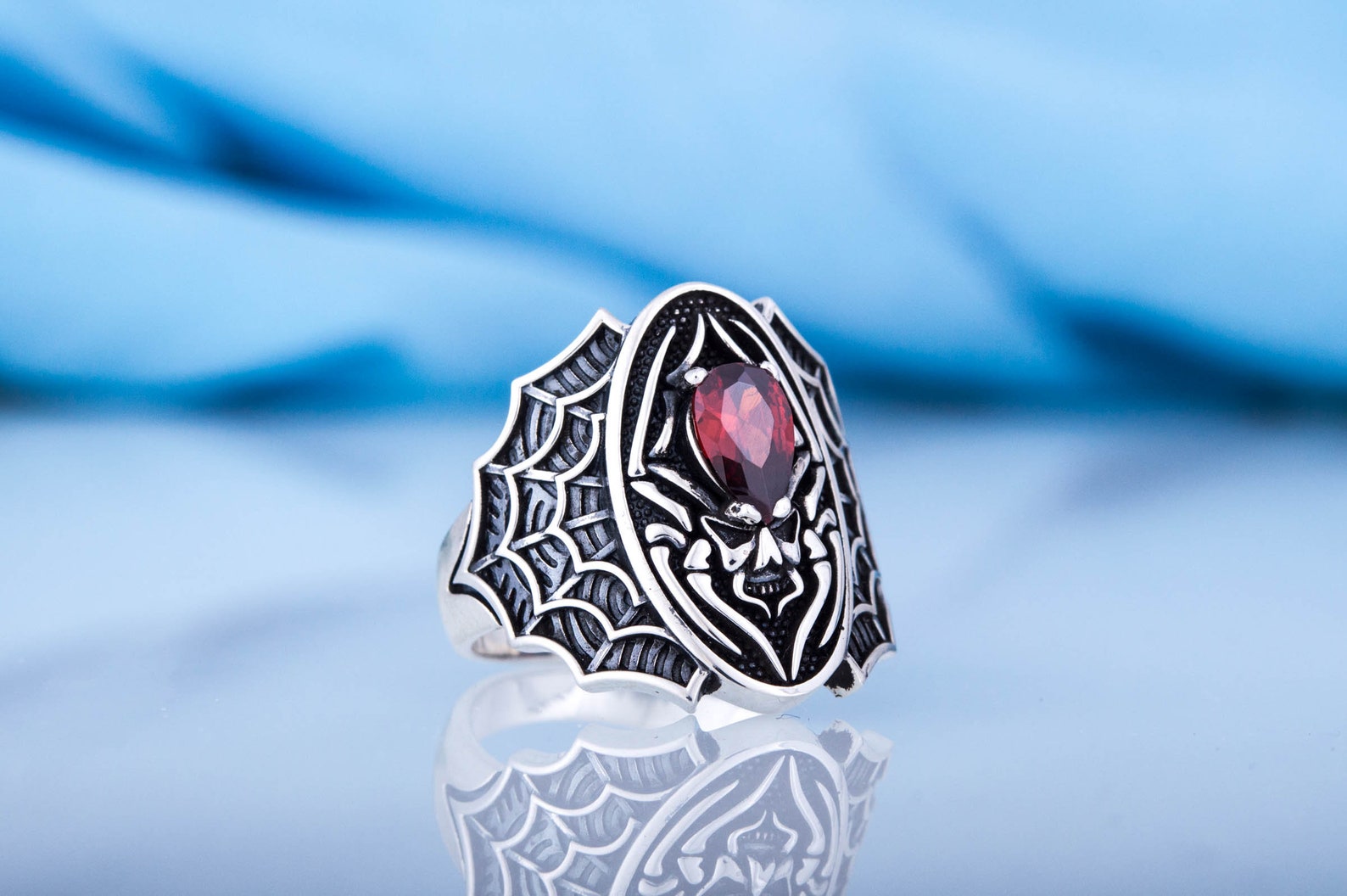 Silver Spider Ring Spider Ring with Red Gem Spider  Ring Etsy