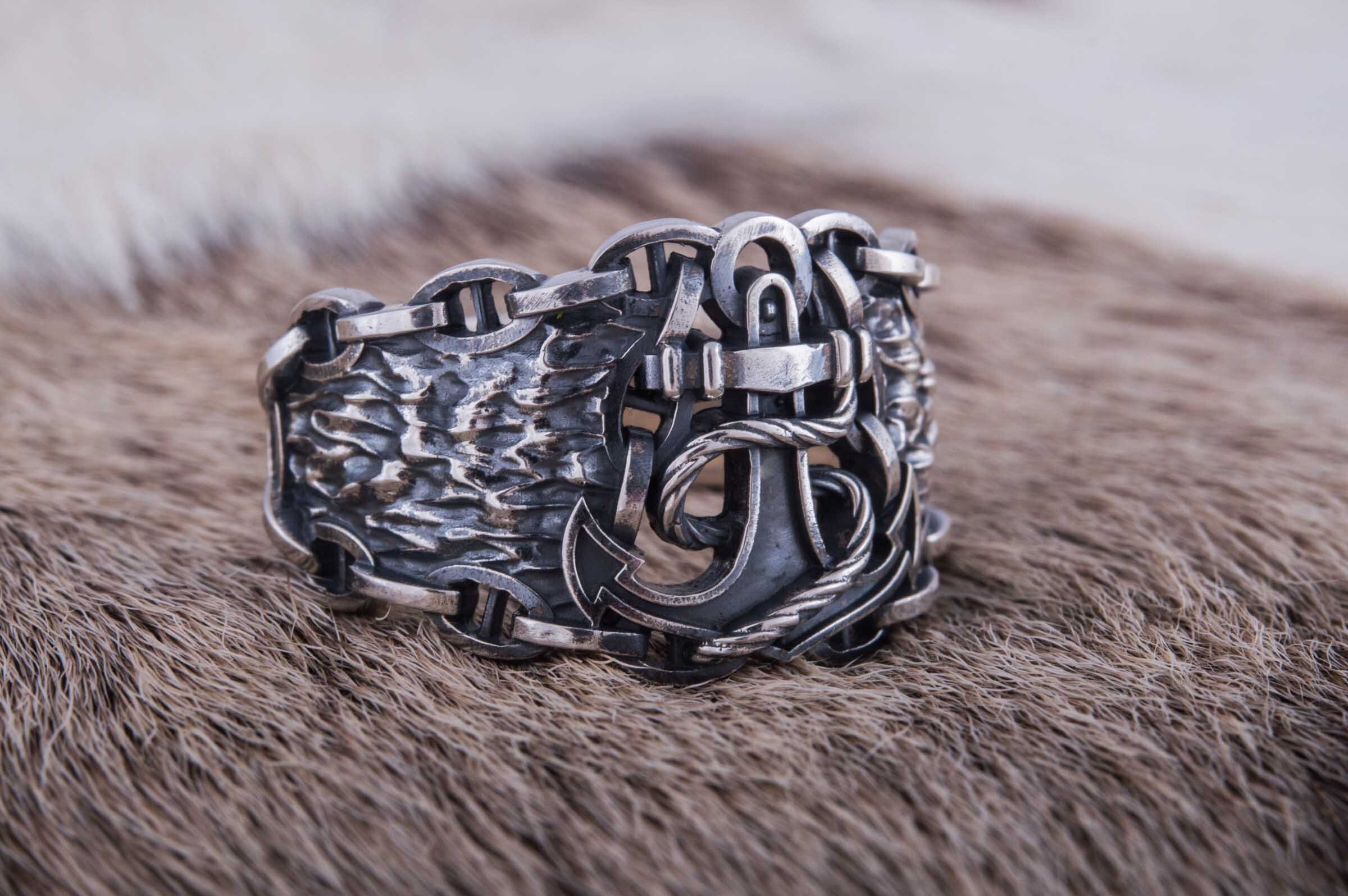 Anillo de ancla anillo pirata ancla con anillo de cadena Etsy