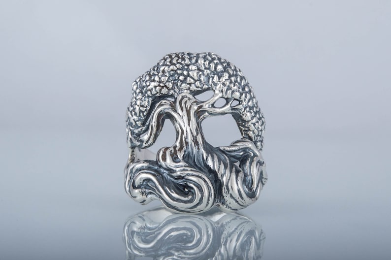 Handmade Yggdrasil Symbol Signet Sterling Silver Scandinavian Tree Norse Jewelry 925 Silver Yggdrasil The World Tree Viking Ring