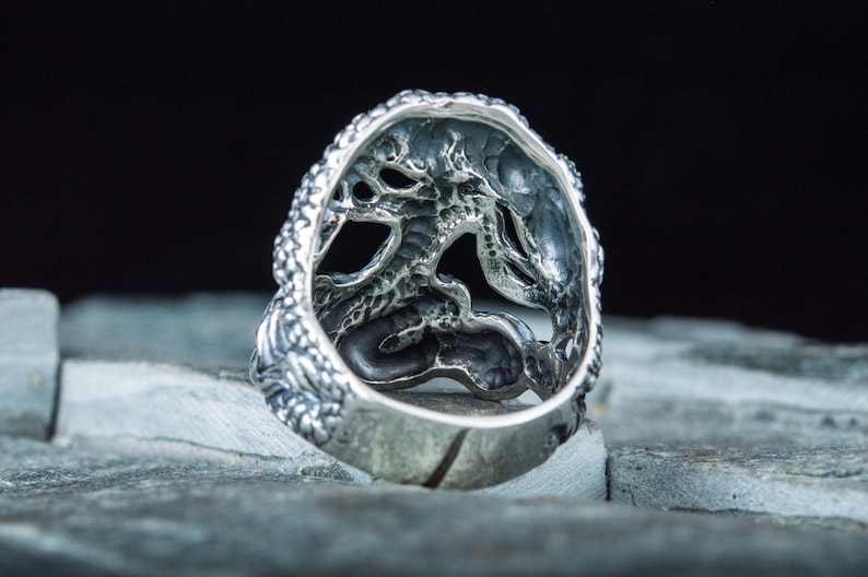 Handmade Yggdrasil Symbol Signet Sterling Silver Scandinavian Tree Norse Jewelry 925 Silver Yggdrasil The World Tree Viking Ring