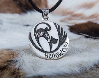 Unique Halloween cat pendant, gothic spooky jewelry, witchy pendant necklace, girlfriend gift idea, Black Friday sale, statement jewelry