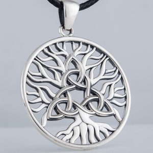 Yggdrasil Pendant - Viking Jewelry with World Tree and Triquetra Symbol, Handcrafted Silver Yggdrasil Jewelry in Old Norse Style