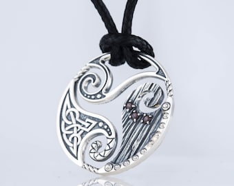 Silber Triskelion Anhänger - Keltische Dreifach Spirale Halskette Handgefertigter Schmuck im Wikinger Stil Inspiriert von alten nordischen Traditionen