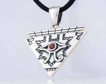 Eye of Horus Pendant - Handmade Egyptian Pyramid Necklace with Udjat Eye Powerful Symbol an Ancient Wedjat Amulet with Cubic Zirconia Gem