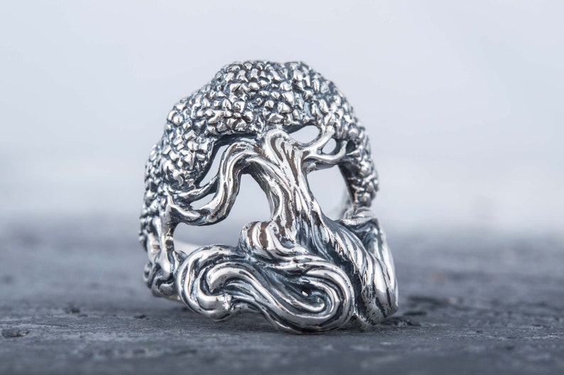 Handmade Yggdrasil Symbol Signet Sterling Silver Scandinavian Tree Norse Jewelry 925 Silver Yggdrasil The World Tree Viking Ring
