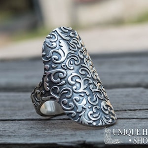 Bohemian Rings, Sterling Silver Boho Jewelry, Handmade Boho Ring, Chunky Tall Boho Ring, Modern Boho Chic Ring, Bohemian Ring, Gift for Her