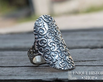 Bohemian Rings, Sterling Silver Boho Jewelry, Handmade Boho Ring, Chunky Tall Boho Ring, Modern Boho Chic Ring, Bohemian Ring, Gift for Her