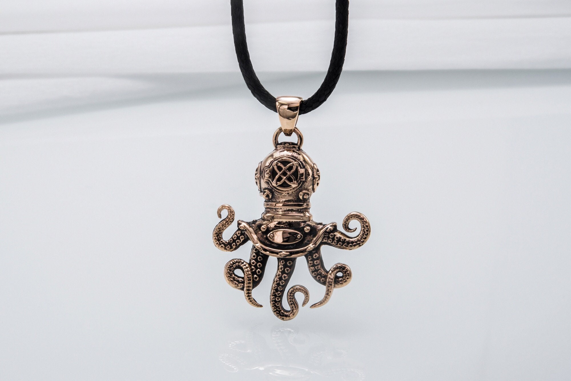 Bronze Octopus Sailor Necklace, Deep Diver Pendant, Seaman Pendant