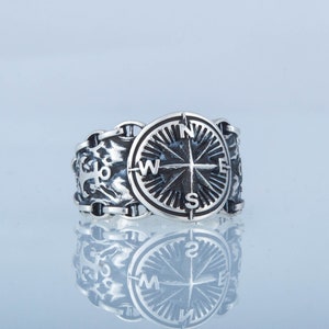 Wind Rose Ring Anchor Ring Ring With Chain and Anchors 925 - Etsy