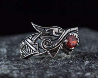 Bague en argent sterling avec le loup fenrir, bijoux vikings scandinaves, accessoire nordique personnalisé