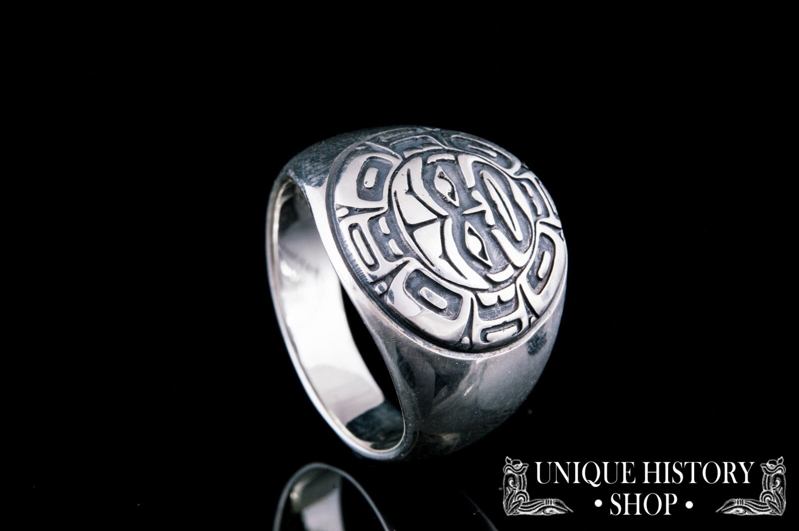 Silver Aztec Ring - Ethnic Signet Reflecting Ancient Mayan Tribal ...