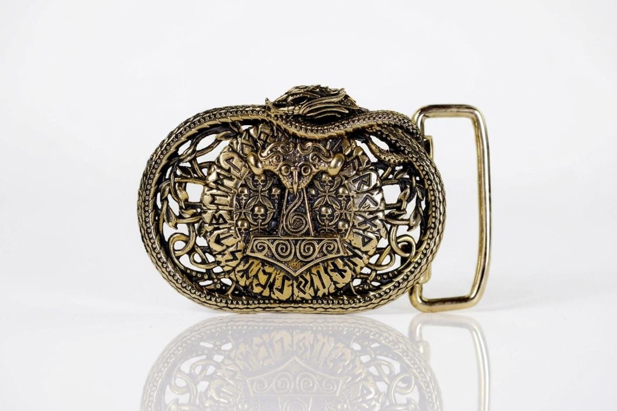 Vintage Brass Hammered Handmade Belt Buckle Designer \