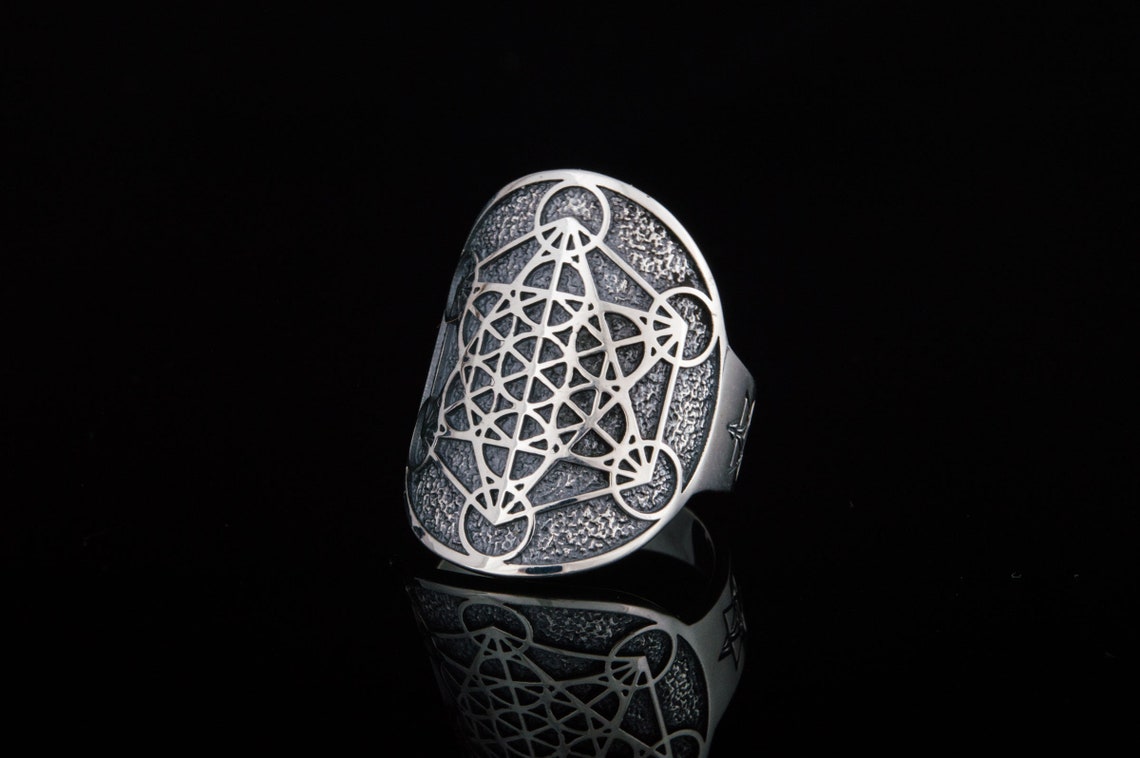 Metatron Cube Ring Silver Metatron Cube Sacred Geometry Etsy
