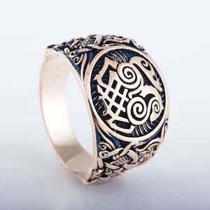 Odin Horse Viking Ring, Norse Ornament Ring, Scandinavian Jewelry, Viking Symbol Ring, Bronze Sleipnir Ring, Jewelry Gift