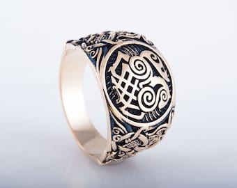 Odin Horse Viking Ring, Norse Ornament Ring, Scandinavian Jewelry, Viking Symbol Ring, Bronze Sleipnir Ring, Jewelry Gift