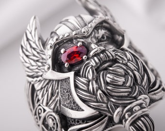 Chunky Sterling Silver Odin Signet Ring with Custom Engraving