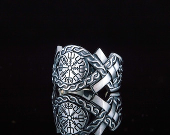 Sterling Silver Vegvisir Ring – Handcrafted Viking Compass Jewelry