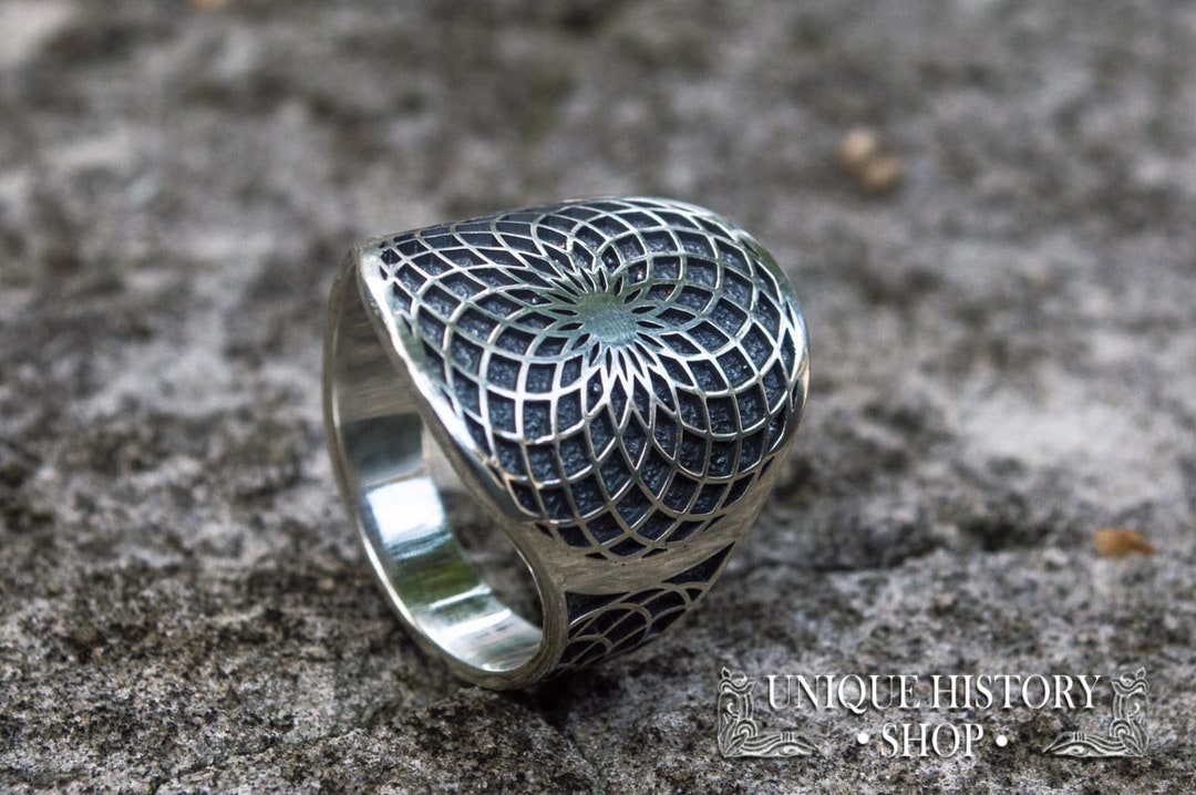 Scared Geometry Ring Sacred Geometry Ring - Silver Torus Design Signet Handmade Meditation ...