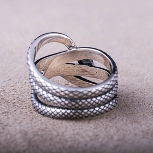 925 Silver Snake Ring Men Cobra Ring with Snake Pattern Gift for Husband Boyfriend Black Mamba Ring Jewelry Serpent Signet with Snake Skin image 9