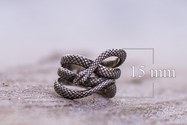 925 Silver Snake Ring Men Cobra Ring with Snake Pattern Gift for Husband Boyfriend Black Mamba Ring Jewelry Serpent Signet with Snake Skin image 6