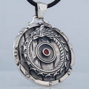 Jormungandr Necklace - Silver Ouroboros Pendant Handcrafted Norse World Serpent Jewelry Inspired by Viking Amulets and Midgard Mythology
