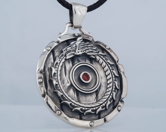 Jormungandr Necklace - Silver Ouroboros Pendant Handcrafted Norse World Serpent Jewelry Inspired by Viking Amulets and Midgard Mythology