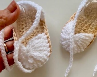 Crochet Pattern PDF Download - Baby Summer Sandals 0-3 & 3-6 months  + Video Tutorial US TERMS