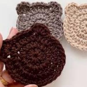 Crochet Pattern PDF Download- Crochet Bear Coaster- 4 Inch  + Video Tutorial US TERMS