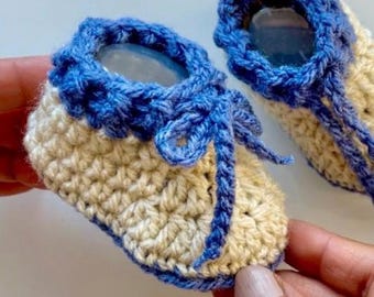 Crochet Pattern PDF Download - Crochet Baby Booties / Shoes 0-3 Months + Video Tutorial US TERMS