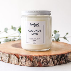 Coconut Lime Scented Soy Candle Handmade Bestie Birthday Gift for Her image 1