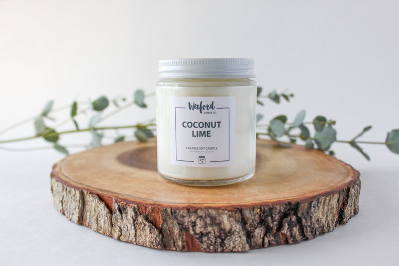 Coconut Lime Scented Soy Candle Handmade Bestie Birthday Gift for Her image 2