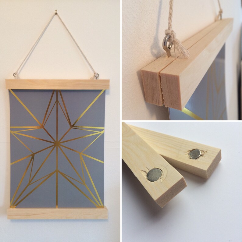 Wood Magnetic Poster Frame For A4 Prints With String Modern Image 0