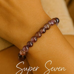Super Seven Bracelet | SPIRITUAL Awareness | New IDEAS | INHIBITIONS | Third Eye Crown Chakra | Melody Stone | Cacoxenite Amethyst | 8mm