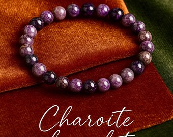 Charoite Bracelet | TRANSFORMATION | Fear | OBSESSIONS | Insight | Stretchy Natural Gemstone Bracelet | Boho Crystal Bracelet | 7mm beads