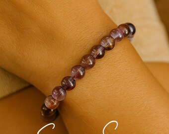 Super Seven Bracelet | SPIRITUAL Awareness | New IDEAS | INHIBITIONS | Third Eye Crown Chakra | Melody Stone | Cacoxenite Amethyst | 8mm