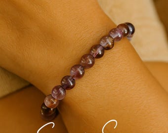 Super Seven Bracelet | SPIRITUAL Awareness | New IDEAS | INHIBITIONS | Third Eye Crown Chakra | Melody Stone | Cacoxenite Amethyst | 8mm