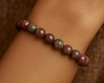 Ruby Kyanite Bracelet | 8mm | Grade AAA | PASSION/Bliss/SPIRITUAL Maturity | Natural Gemstone Stretchy Bracelet | Crystal Boho Jewellery