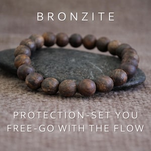 Bronzite Bracelet | PROTECTION | Set yourself FREE | GO with Flow | Matte Gemstone Stretchy Bracelet | Natural Organic Stone Boho Jewellery